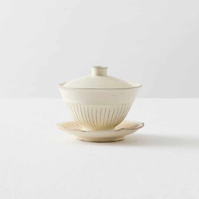 後藤義国 縞蓋碗と縞受皿のセット