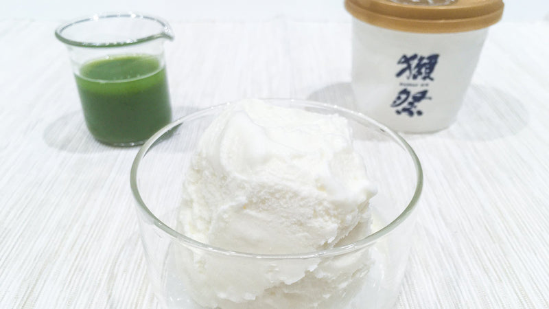 【お菓子とお茶】煎茶と獺祭アイスの濃厚でビターなアフォガート。獺祭ストア銀座の「酒粕アイス」と「粉末緑茶」
