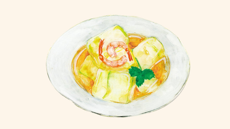 秋のペアリングレシピ「004 やぶきた やめ」×「甘エビと冬瓜の煮物」