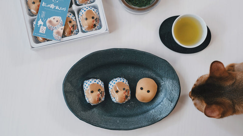 お菓子とお茶(と猫)｜山陰名物のお菓子とお茶でいっぷく。なかうら「どじょう掬いまんじゅう」と「037 つゆひかり 大山」