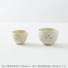 画像をギャラリービューアに読み込む, タナカシゲオ 青花秋草文盃（約70ml）
