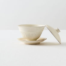 画像をギャラリービューアに読み込む, 後藤義国 縞蓋碗と縞受皿のセット
